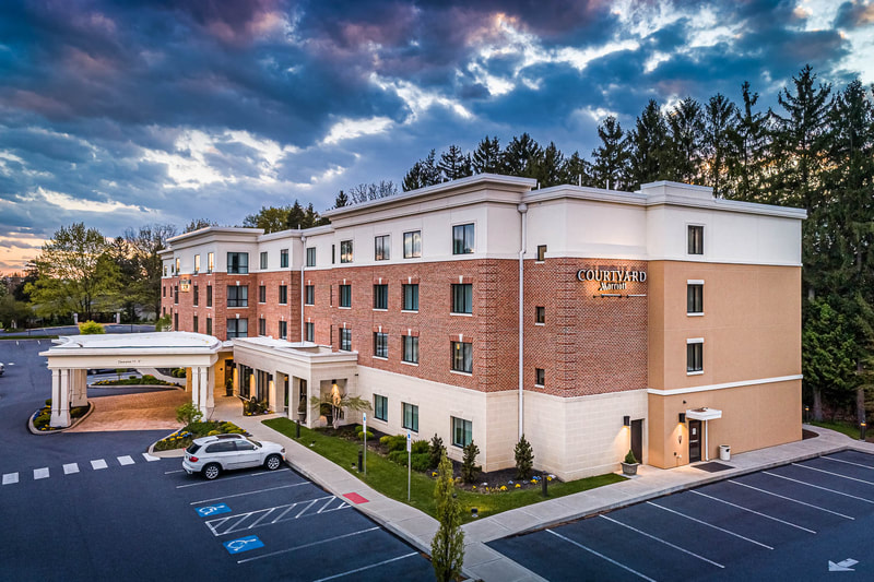Photo of the Courtyard Marriott in Hershey PA showing brickwork by G.L. Wise Masonry